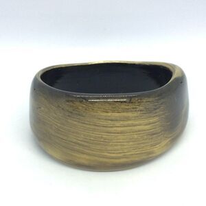 VINTAGE Bangle Bracelet Chunky Retro Brown Marbled Resin Asymmetrical Wide